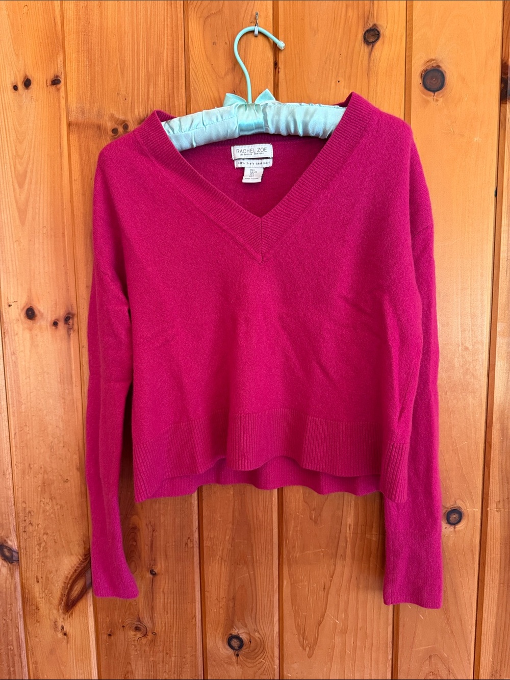Rachel Zoe Women's Cropped 2-Ply Cashmere V-Neck Sweater - Bright Fuchsia s/m